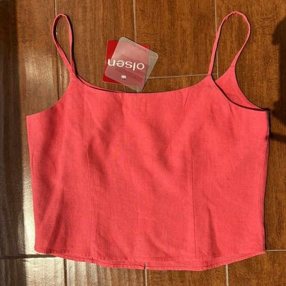 <3 HPx2 Coral Zippered Flax/Linen Cami - Picture 1 of 13